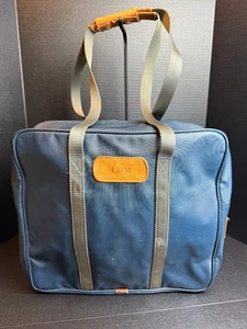 Jon Hart Briefcase Travel Bag Laptop Midnight Blue/Gray Long Handles Vtg *READ - Picture 1 of 17