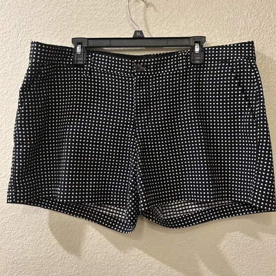 PANTALONES CORTOS CASUALES CHINOS LUNARES BLANCOS Y NEGROS MUJER AZUL MARINO ANTIGUO TALLA 16 Foto 1 de 4