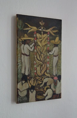 Pintura única rara, familia mexicana, firmada Diego Rivera, con certificado de autenticidad Foto 1 de 4