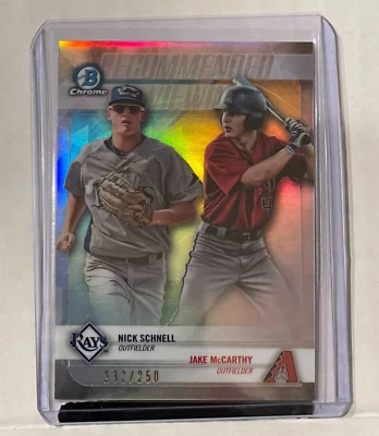 2018 Bowman Draft Schnell/McCarthy Recommended Vieweing Refractor (232/250) - Image 1 of 2