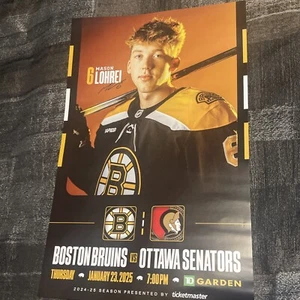 Boston Bruins Game Day Poster vs Ottawa Senators 1-23-2025 Mason Lohrei - Picture 1 of 10