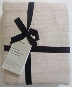 NWT WEST ELM CALIFORNIA KING DUVET COVER 92"x108" SILKY LYOCELL TENCEL STRIATED - Picture 1 of 8