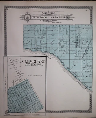 Plat Map 3N-18E Cleveland 1913 Twp. KLICKITAT Co. WASHINGTON / 4N-18E - Reverso Foto 1 de 4