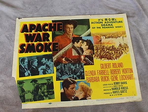 Póster de media hoja Apache War Smoke 1952 Western Gilbert Roland Ernest Haycox FA/G - Imagen 1 de 1