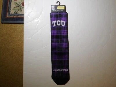 Women's TCU Horned Frogs Plaid Purple & Black Fashion Socks Strideline Brand New - Image 1 of 4