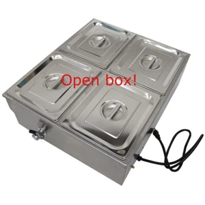 Open box! 4 Pans Buffet Food Warmer Squarish Bain-marie Food Warmer 4" Deep 110V - Picture 1 of 16