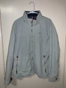 Mens Tommy Hilfiger Yacht Jacket Off White Windbreaker Water Resistant Size L - Picture 1 of 10