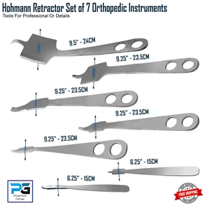 7 Hohmann Retractor Set Surgical Orthopedic Instruments Stainless Steel - Picture 1 of 8