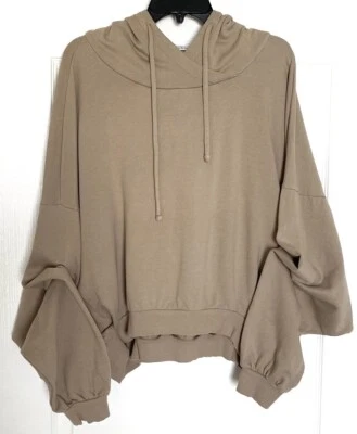 Young Fabulous & Broke YFB Taupe Tan Brown Slouchy Pullover Hoodie Sweater M/L - Image 1 of 4