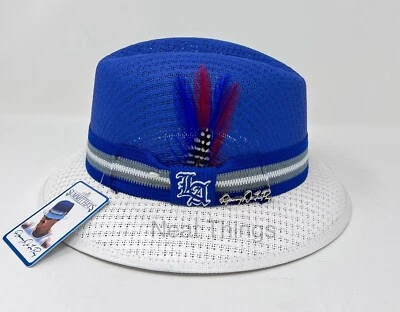 Danny De La Paz Signature LA Edition Blue & White Lowrider Fedora Hat Mens - Image 1 of 4