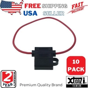 10 pack Xtenzi 14 Gauge Mini ATC/ATO 10A Fuse Holder In-Line AWG Wire Copper - Picture 1 of 6