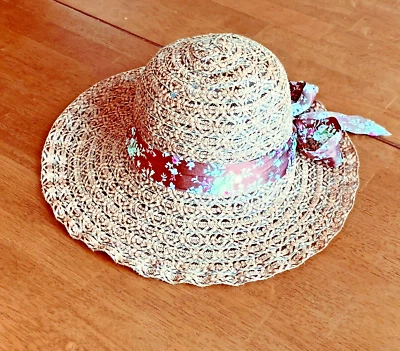 Sombrero Mujer Elegante Papel Paja Claro/Marrón Talla 7 1/8 (22 5/8 In) Foto 1 de 4