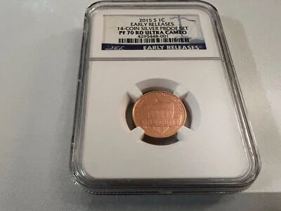 2015-S  LINCOLN CENT 14-COIN SIL PF SET E.R. NGC PF70 RD U.C. BLUE LABEL TOP POP - Image 1 of 4