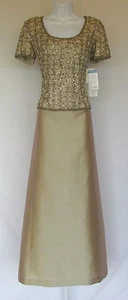 VINTAGE 1970s 80s ANDRIANNA PAPELL SKIRT SUIT GOLDEN SEQUINS BEADS NEW WITH TAGS - Picture 1 of 12