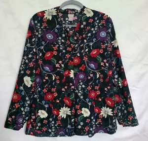 CHICO'S Women's Size 1 PULLOVER SHIRT Top Long Sleeves Blouse Multicolor Floral - Picture 1 of 9