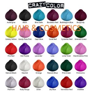 CRAZY COLOR SEMI PERMANENT HAIR DYE 100ml -All colours-FAST UK Postage-Pack Of 4