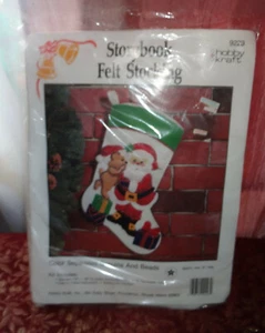  Hobby Kraft Storybook Felt Stocking Kit Christmas Santa w Bear sequins Beads  - Picture 1 of 4