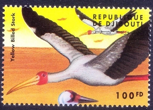 Djibouti 2000 MNH, cigüeña amarilla facturada, aves acuáticas [E1] Foto 1 de 1