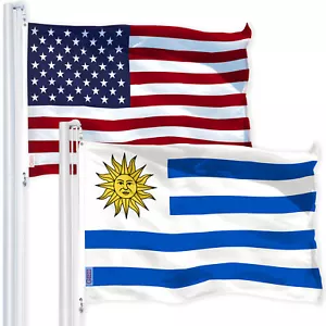Confezione combinata G128: bandiera americana USA 3x5 piedi e bandiera uruguaiana 3x5 piedi - Foto 1 di 8