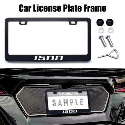 For Dodge Ram 1500 Cab Pickup Metal Black License Number Tag Plate Frame Cover - Image 1 of 4