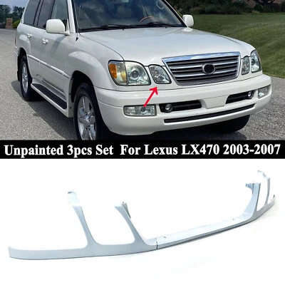 Parachoques delantero 3 piezas para Lexus LX470 2003-2007 embellecedor de faros bajo imprimación de red Foto 1 de 4