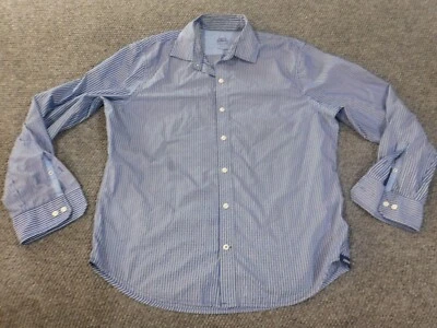 Izod saltwater Shirt Large blue  slim fit striped button up relaxed classic - Image 1 of 4