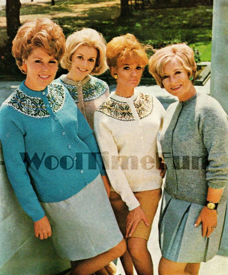 Knitting Pattern Vintage Womens Fair Isle Yoke Or Plain Cardigan. 40-48 Bust. - Image 1 of 1