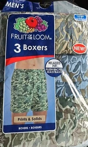 Paquete de 3 Boxers Vintage Fruit of the Loom Ejército Fatiga Camuflaje Estampado GRANDE - Imagen 1 de 3