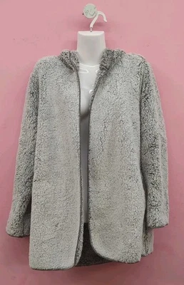 Chaqueta Cárdigan Victoria Secret Frente Abierto Sherpa Gris Con Capucha XS Gris Foto 1 de 4