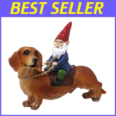 Delightful 8x12 Gnome with Dachshund Sculpture - Perfect Gift for Dog Lovers - Image 1 of 4