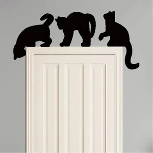 3X Halloween Cute Black Cat Wooden Wall Stickers N8P8 - Zdjęcie 1 z 10