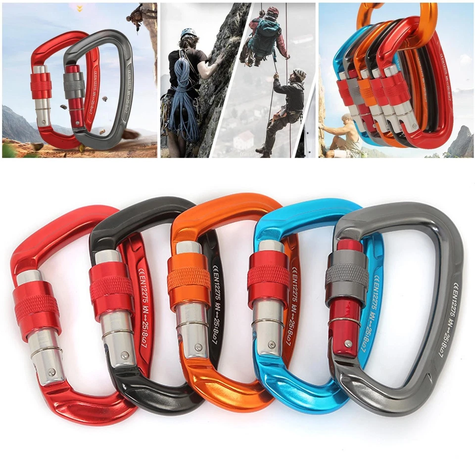 MARKENLOS 25KN Klettern Karabiner Screwgate Bergsteigen D-form Karabiner D Ring