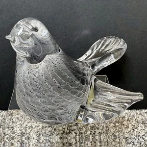 Marcolin Schweden Kunst Glas Vogel Taube Briefbeschwerer 5" Kristall grau, klar, signiert - Bild 1 von 6