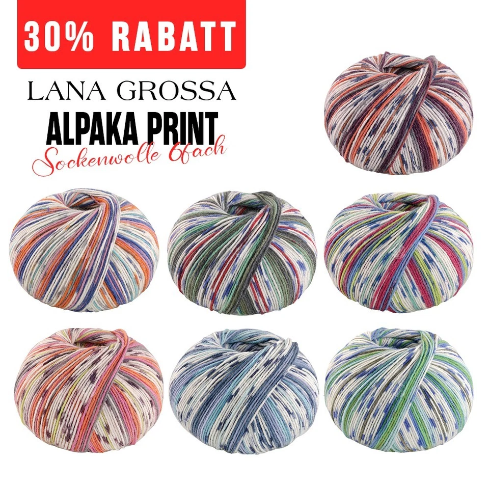 150g Lana Grossa Meilenweit Alpaka Print | 390m | 6fach Sockenwolle, 50% Alpaka - Bild 1 von 1