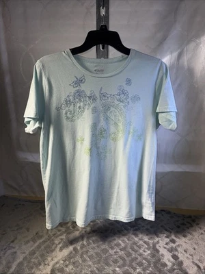 Columbia Sportswear Mujer Azul Camiseta Top Floral Manga Corta Talla LG Foto 1 de 4