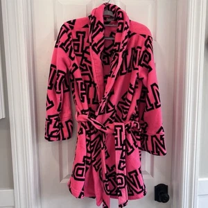 2017 Victoria’s Secret PINK Cozy Bath Robe Small / XS Hot Pink Y2K Vintage - Picture 1 of 8