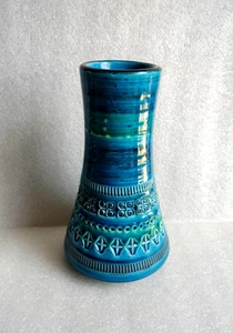 Bitossi tapered Rimini blue vase 6.25" tall vintage Italian pottery MCM - Picture 1 of 4