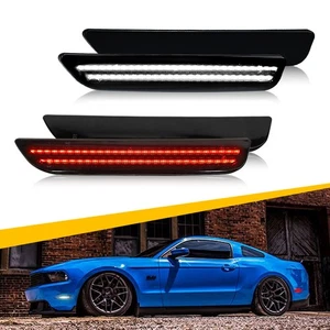 4PCS Front+Rear LED Side Marker Light Bumper Trim SMOKE For 2010-14 Ford Mustang - Picture 1 of 14