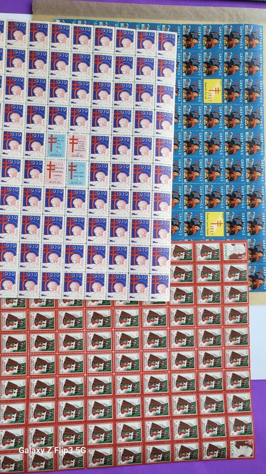 vintage Christmas Seal Mint Sheet Lot 1930's Stamps - Image 1 of 4