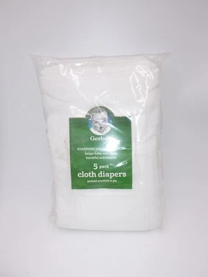 GERBER PreFold Diapers 5 pack 6-ply Cloth 100% Cotton NIP - Image 1 of 3