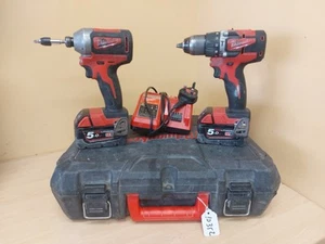 Milwaukee m18 18v drill and impact + 2x 5.0Ah batteries - Picture 1 of 11