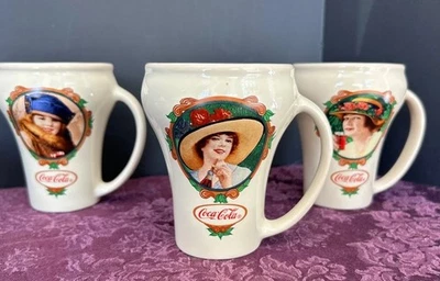 Taza Colección Coca Cola Artistry of Fancy Lady Coke Años 80 Juego De 3 De Colección 1989 Foto 1 de 4