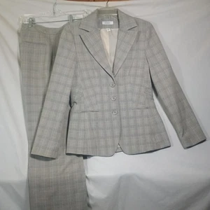 Dressbarn 2-teiliger Karriereanzug Damen 10 grau Glen Plaid Blazer Hose Business Büro - Bild 1 von 24