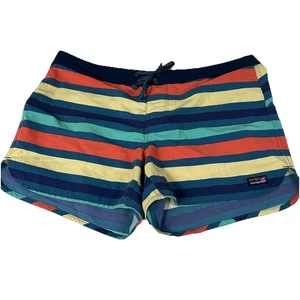 NEW Patagonia Womens Swim Size 14 Wavefarer Board Shorts Pink Blue Yellow #1454 - Picture 1 of 7