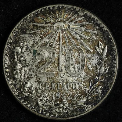 1942 Mexico 20 Centavos BU *UNCIRCULATED* MS TONED E382 TD - Image 1 of 2