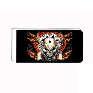 Metal Money Clip Cash Bills Credit Card Metal Holder Skull D 11 - Picture 1 of 1