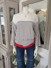 *BNTA NEW* M&S Navy White Stripe Casual Top T-Shirt 3/4 Slv UK 14 relaxed 12 M L