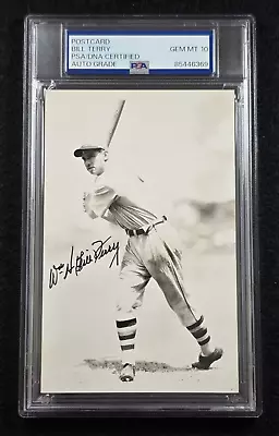 BILL TERRY Signed Real Photo Postcard-HOF-NEW YORK GIANTS-PSA 10 Auto - Image 1 of 4