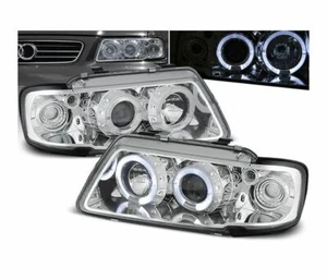 headlights for AUDI A3 8L 1996 1997 1998 1999 2000 angel eyes chrome LHD - Picture 1 of 1