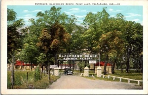 IN Valparaiso, Indiana Blackhawk Beach, Flint Lake, Summer Tourist Camp Postcard - Picture 1 of 2